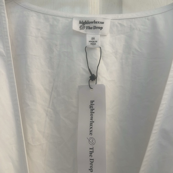 The Drop Women's White Puff-Sleeve Front-Bow Button-Down Maxi Dress - Picture 3 of 5